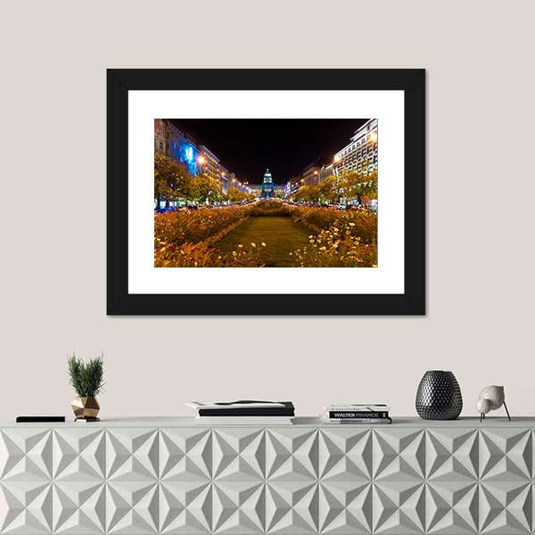 Prague City At Night Canvas Wall Art-1 Piece-Framed Print-20" x 16"-Tiaracle