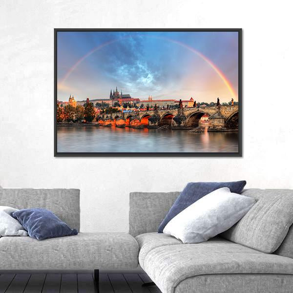 Prague Cityscape Panoramic Canvas Wall Art-1 Piece-36" x 12"-Tiaracle