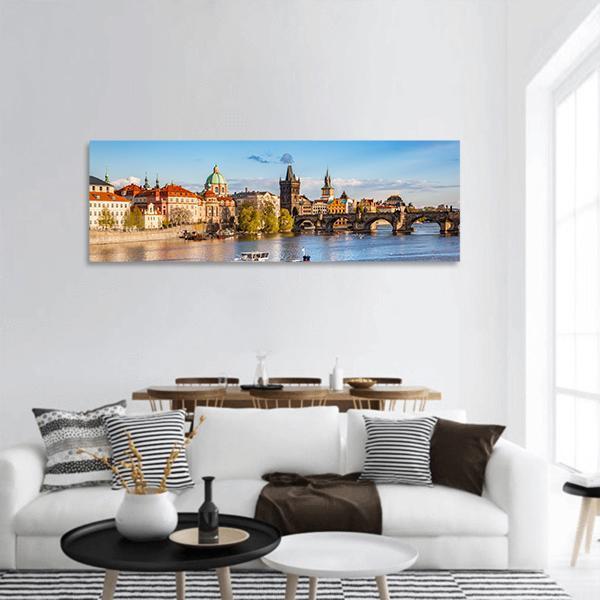 Vltava River Panoramic Canvas Wall Art-1 Piece-36" x 12"-Tiaracle