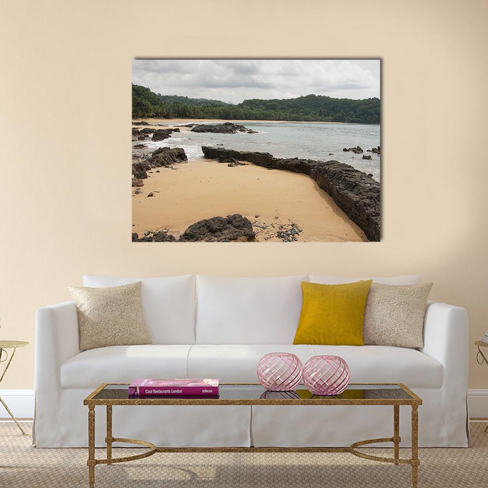 Praia Coco On An Overcast Day Canvas Wall Art-4 Horizontal-Gallery Wrap-34" x 24"-Tiaracle