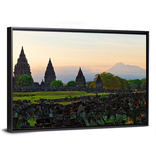 Prambanan Hindu Temple In Yogyakarta Canvas Wall Art-3 Horizontal-Gallery Wrap-25" x 16"-Tiaracle