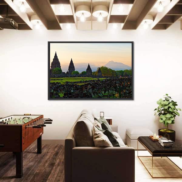 Prambanan Hindu Temple In Yogyakarta Canvas Wall Art-3 Horizontal-Gallery Wrap-25" x 16"-Tiaracle