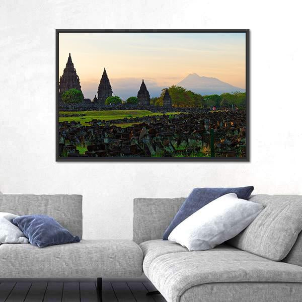 Prambanan Hindu Temple In Yogyakarta Canvas Wall Art-3 Horizontal-Gallery Wrap-25" x 16"-Tiaracle