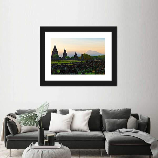 Prambanan Hindu Temple In Yogyakarta Canvas Wall Art-3 Horizontal-Gallery Wrap-25" x 16"-Tiaracle