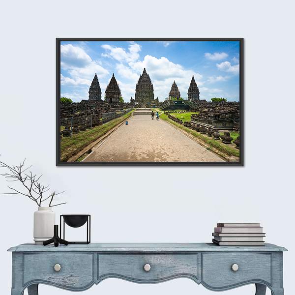 Prambanan Temple Canvas Wall Art-1 Piece-Floating Frame-24" x 16"-Tiaracle