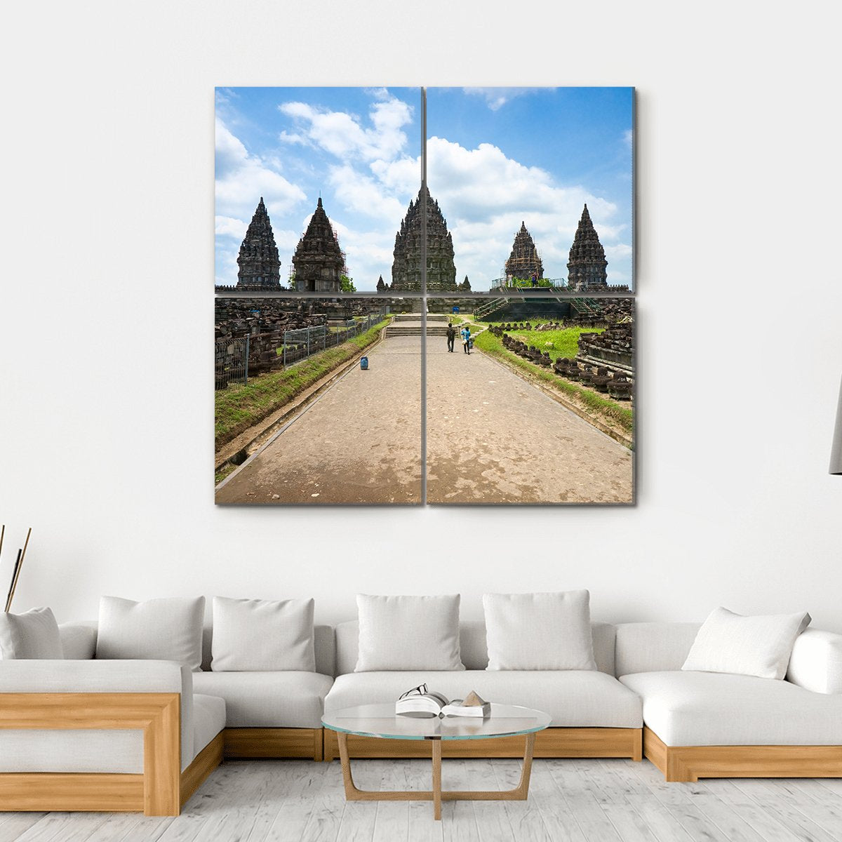 Prambanan Temple Canvas Wall Art-4 Square-Gallery Wrap-17" x 17"-Tiaracle