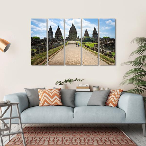 Prambanan Temple Canvas Wall Art-5 Horizontal-Gallery Wrap-22" x 12"-Tiaracle