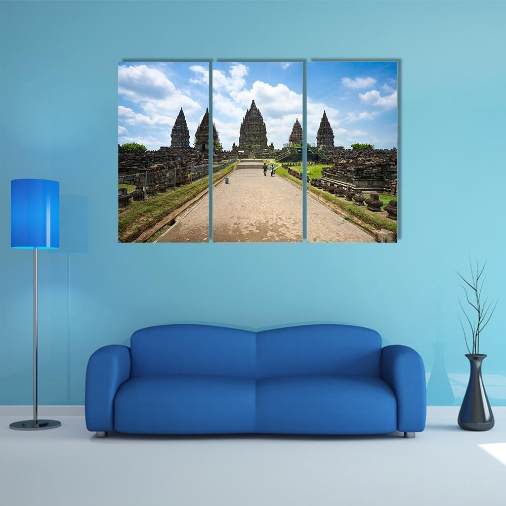 Prambanan Temple Canvas Wall Art-3 Horizontal-Gallery Wrap-37" x 24"-Tiaracle