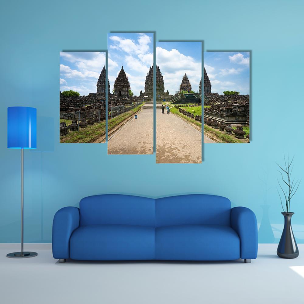 Prambanan Temple Canvas Wall Art-4 Pop-Gallery Wrap-50" x 32"-Tiaracle