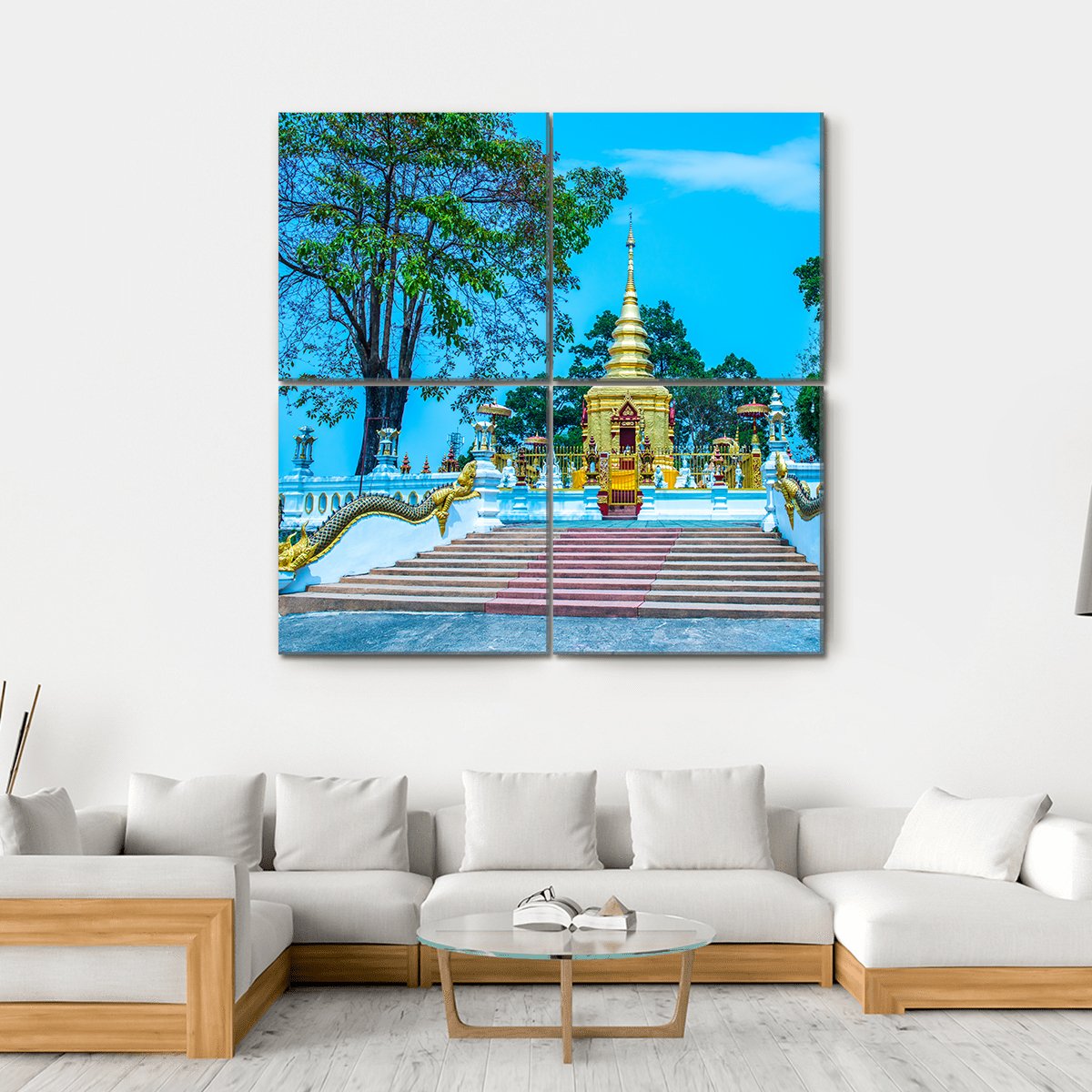 Prathat Doi Wao Temple Canvas Wall Art-4 Square-Gallery Wrap-17" x 17"-Tiaracle