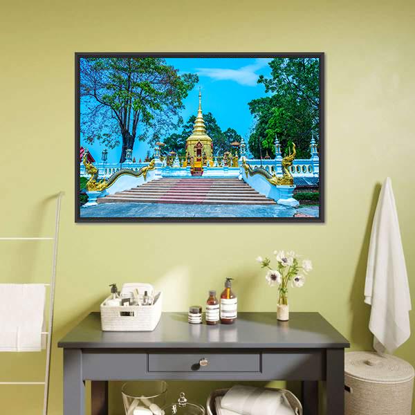 Prathat Doi Wao Temple Canvas Wall Art-1 Piece-Floating Frame-24" x 16"-Tiaracle