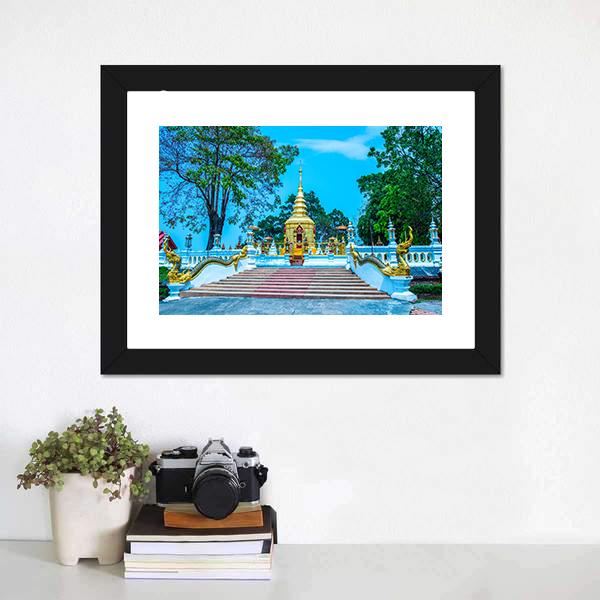 Prathat Doi Wao Temple Canvas Wall Art-1 Piece-Framed Print-20" x 16"-Tiaracle