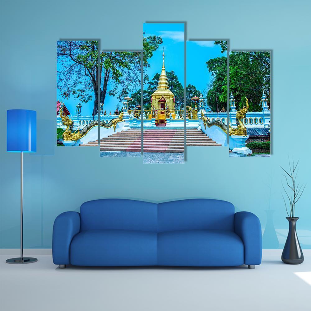 Prathat Doi Wao Temple Canvas Wall Art-5 Pop-Gallery Wrap-47" x 32"-Tiaracle