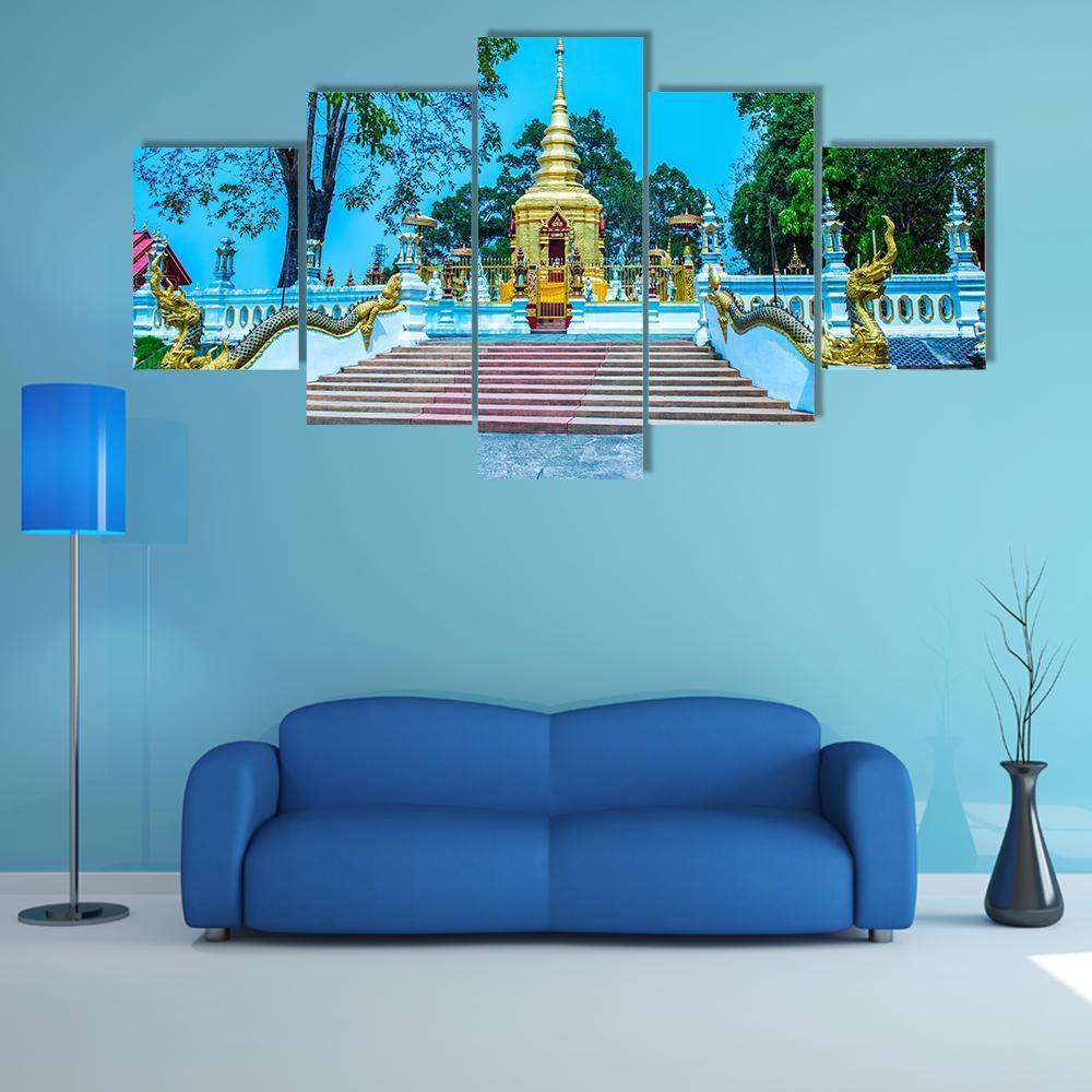 Prathat Doi Wao Temple Canvas Wall Art-5 Star-Gallery Wrap-62" x 32"-Tiaracle