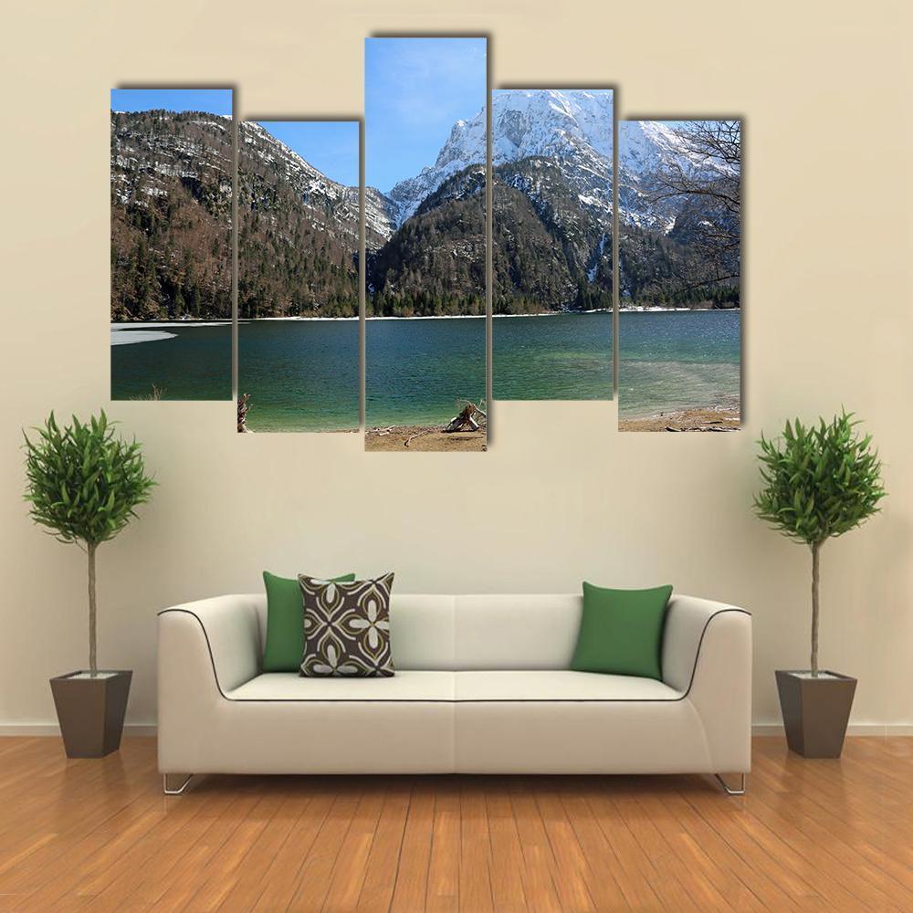 Predil Lake In Northern Italy Canvas Wall Art-5 Pop-Gallery Wrap-47" x 32"-Tiaracle