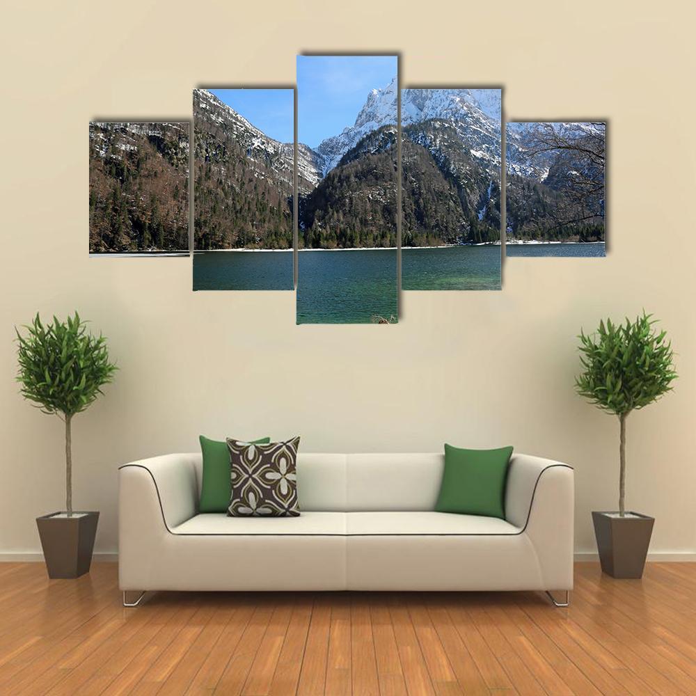 Predil Lake In Northern Italy Canvas Wall Art-5 Star-Gallery Wrap-62" x 32"-Tiaracle