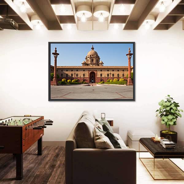 Presidential House In New Delhi Canvas Wall Art-3 Horizontal-Gallery Wrap-25" x 16"-Tiaracle