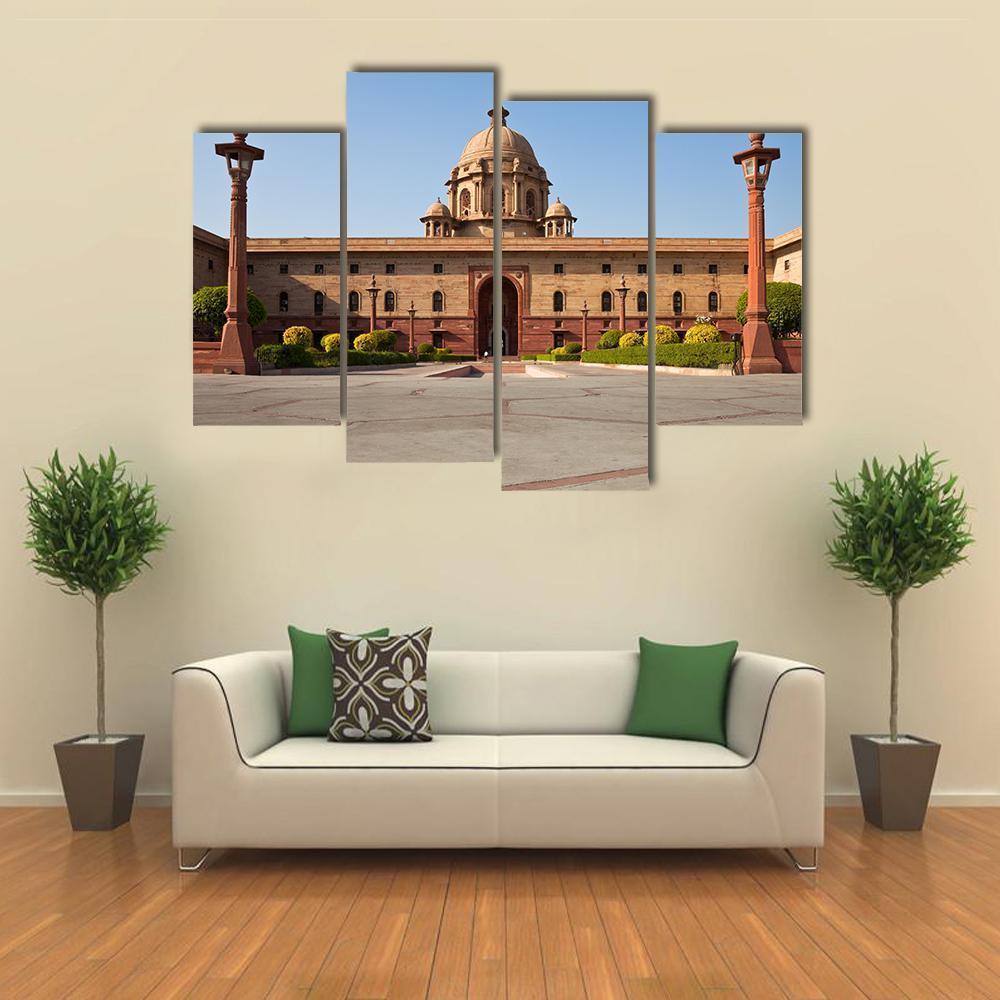 Presidential House In New Delhi Canvas Wall Art-4 Pop-Gallery Wrap-50" x 32"-Tiaracle