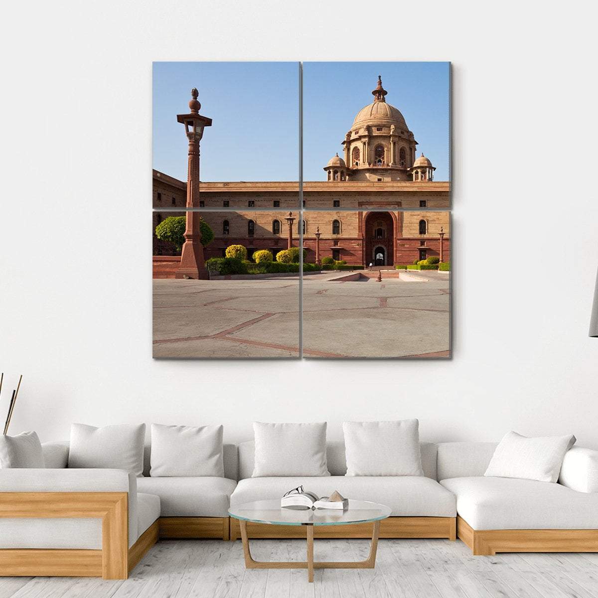 Presidential House In New Delhi Canvas Wall Art-4 Square-Gallery Wrap-17" x 17"-Tiaracle