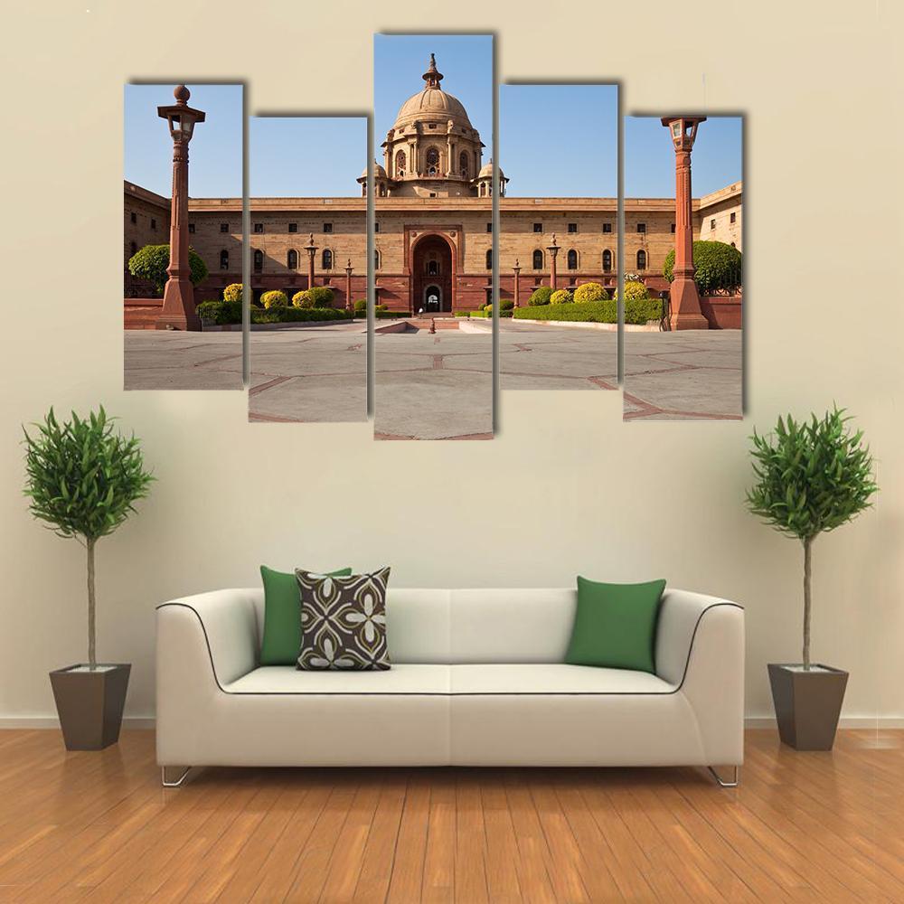 Presidential House In New Delhi Canvas Wall Art-5 Pop-Gallery Wrap-47" x 32"-Tiaracle