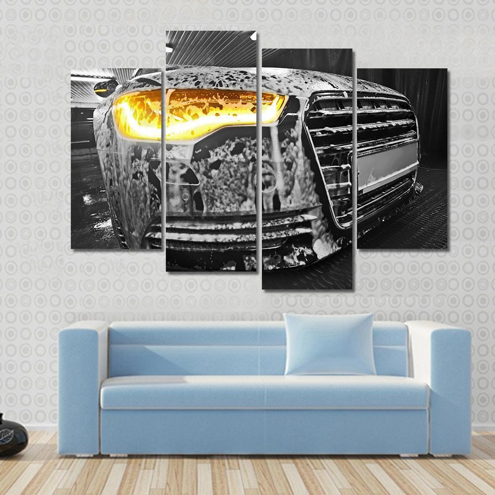 Prestigious New Black Car In Foam On Sink Canvas Wall Art-4 Pop-Gallery Wrap-50" x 32"-Tiaracle