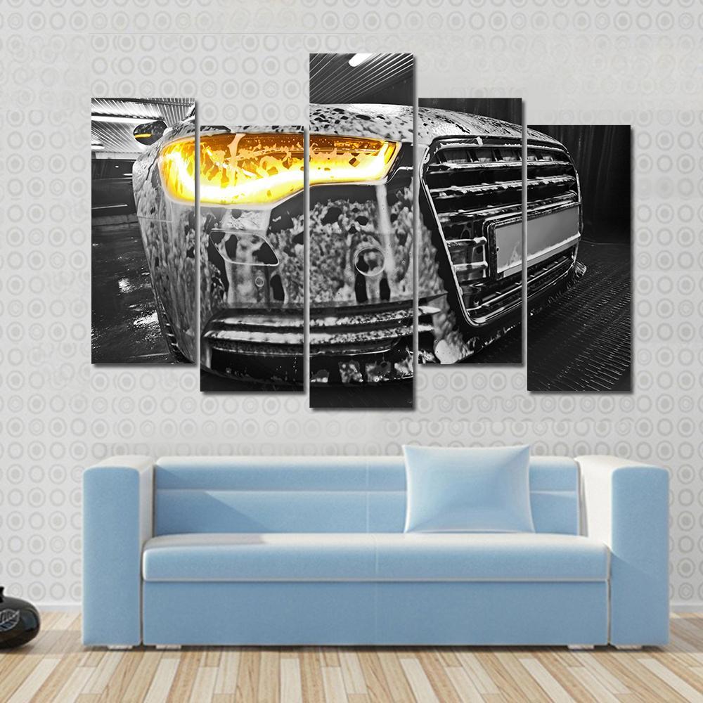 Prestigious New Black Car In Foam On Sink Canvas Wall Art-5 Pop-Gallery Wrap-47" x 32"-Tiaracle