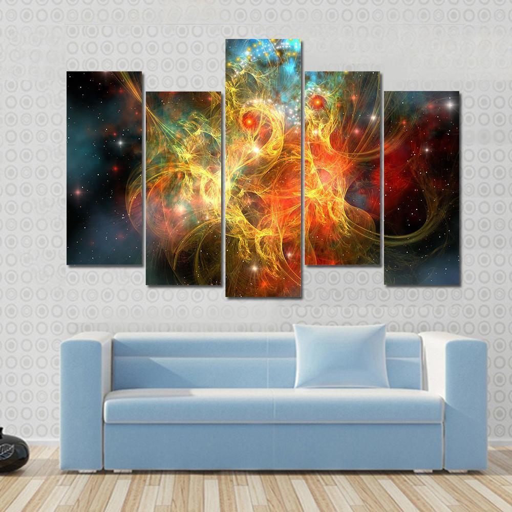 Princess Nebula With A Crown On Her Head Canvas Wall Art-5 Pop-Gallery Wrap-47" x 32"-Tiaracle
