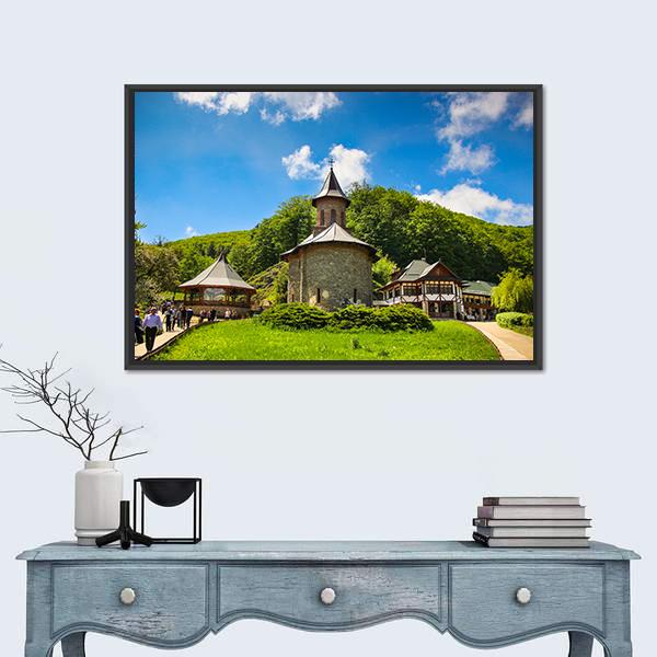 Prislop Monastery Hateg In Romania Canvas Wall Art-1 Piece-Floating Frame-24" x 16"-Tiaracle