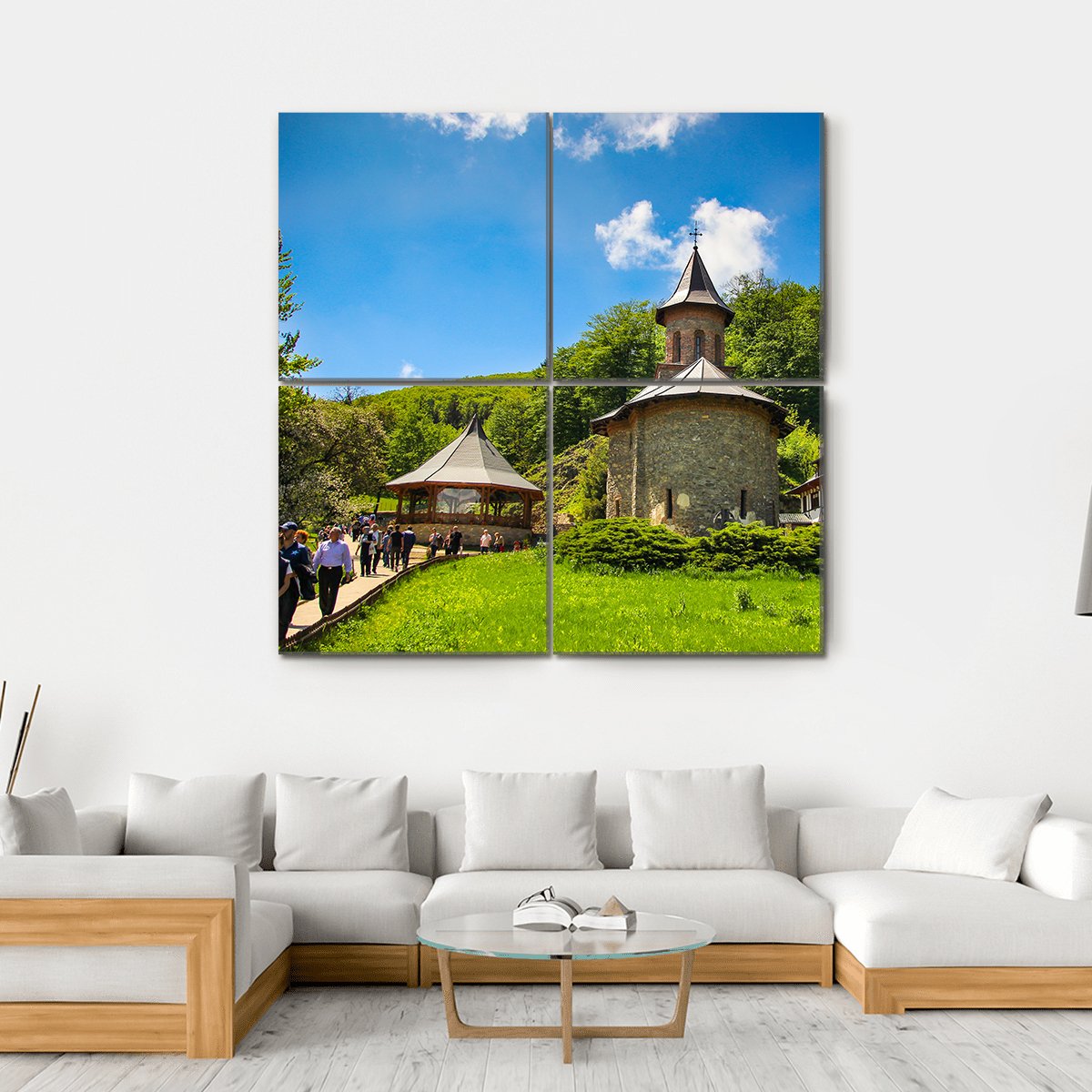 Prislop Monastery Hateg In Romania Canvas Wall Art-4 Square-Gallery Wrap-17" x 17"-Tiaracle