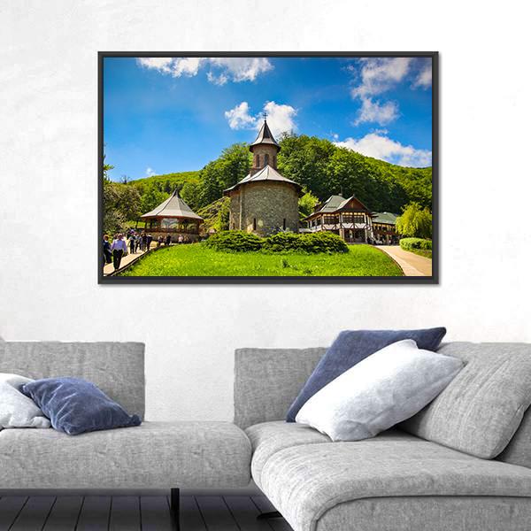 Prislop Monastery Hateg In Romania Canvas Wall Art-3 Horizontal-Gallery Wrap-25" x 16"-Tiaracle
