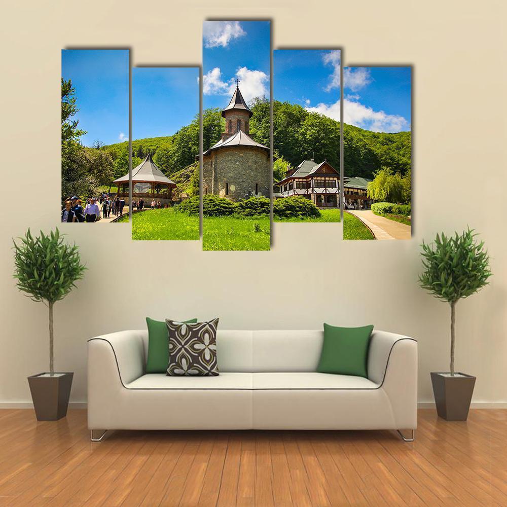 Prislop Monastery Hateg In Romania Canvas Wall Art-5 Pop-Gallery Wrap-47" x 32"-Tiaracle