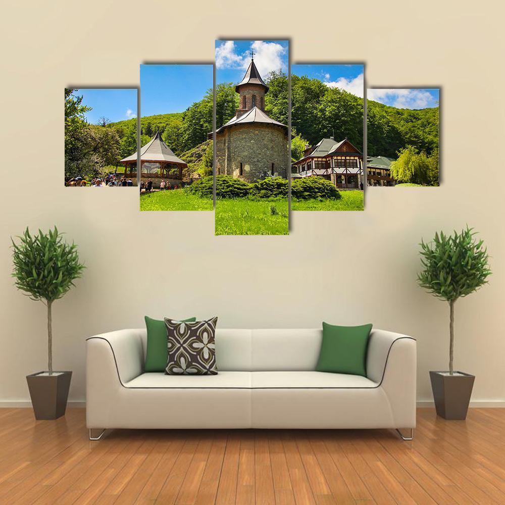 Prislop Monastery Hateg In Romania Canvas Wall Art-5 Star-Gallery Wrap-62" x 32"-Tiaracle