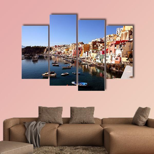 Procida Island In Italy Canvas Wall Art-4 Pop-Gallery Wrap-50" x 32"-Tiaracle