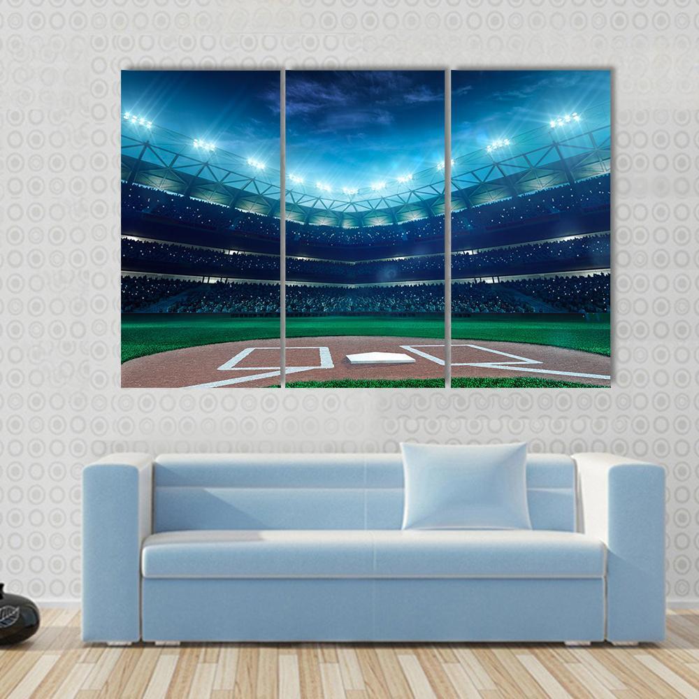 Professional Baseball Grand Arena In The Night Canvas Wall Art-3 Horizontal-Gallery Wrap-37" x 24"-Tiaracle