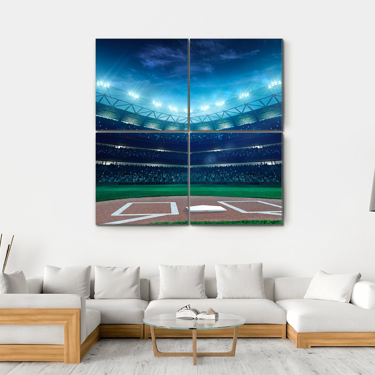 Professional Baseball Grand Arena In The Night Canvas Wall Art-4 Square-Gallery Wrap-17" x 17"-Tiaracle