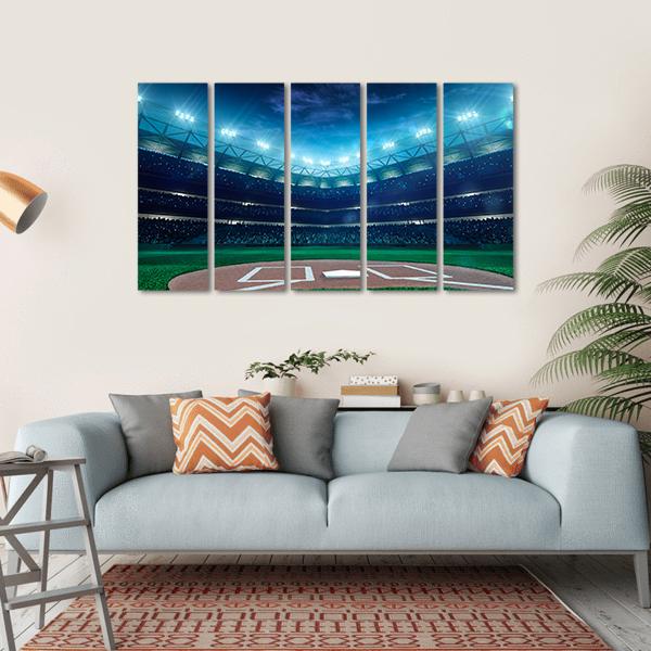 Professional Baseball Grand Arena In The Night Canvas Wall Art-5 Horizontal-Gallery Wrap-22" x 12"-Tiaracle