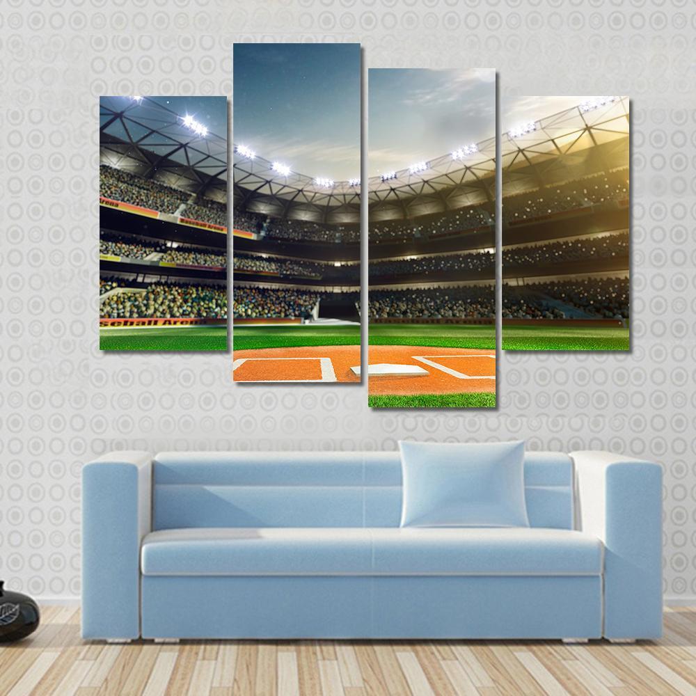 Baseball Grand Arena Canvas Wall Art-4 Pop-Gallery Wrap-50&quot; x 32&quot;-Tiaracle