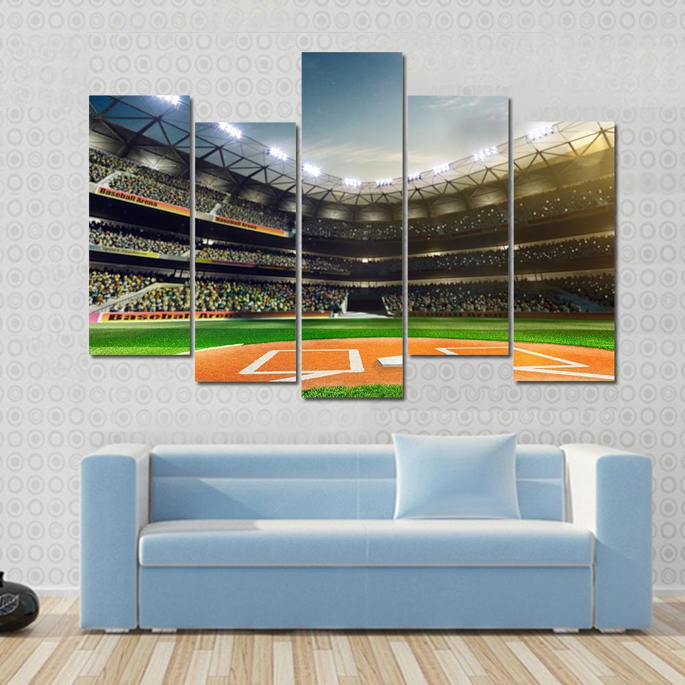 Baseball Grand Arena Canvas Wall Art-5 Pop-Gallery Wrap-47&quot; x 32&quot;-Tiaracle