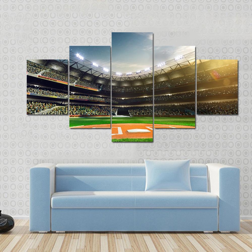 Baseball Grand Arena Canvas Wall Art-5 Star-Gallery Wrap-62&quot; x 32&quot;-Tiaracle