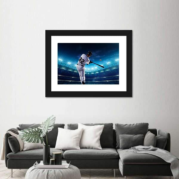 Professional Baseball Players On The Grand Arena In Night Canvas Wall Art-3 Horizontal-Gallery Wrap-25" x 16"-Tiaracle