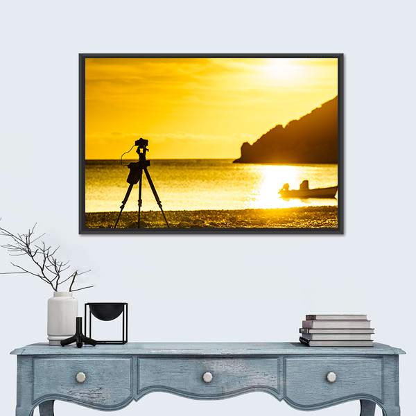 Professional Camera Taking Picture Canvas Wall Art-1 Piece-Floating Frame-24" x 16"-Tiaracle