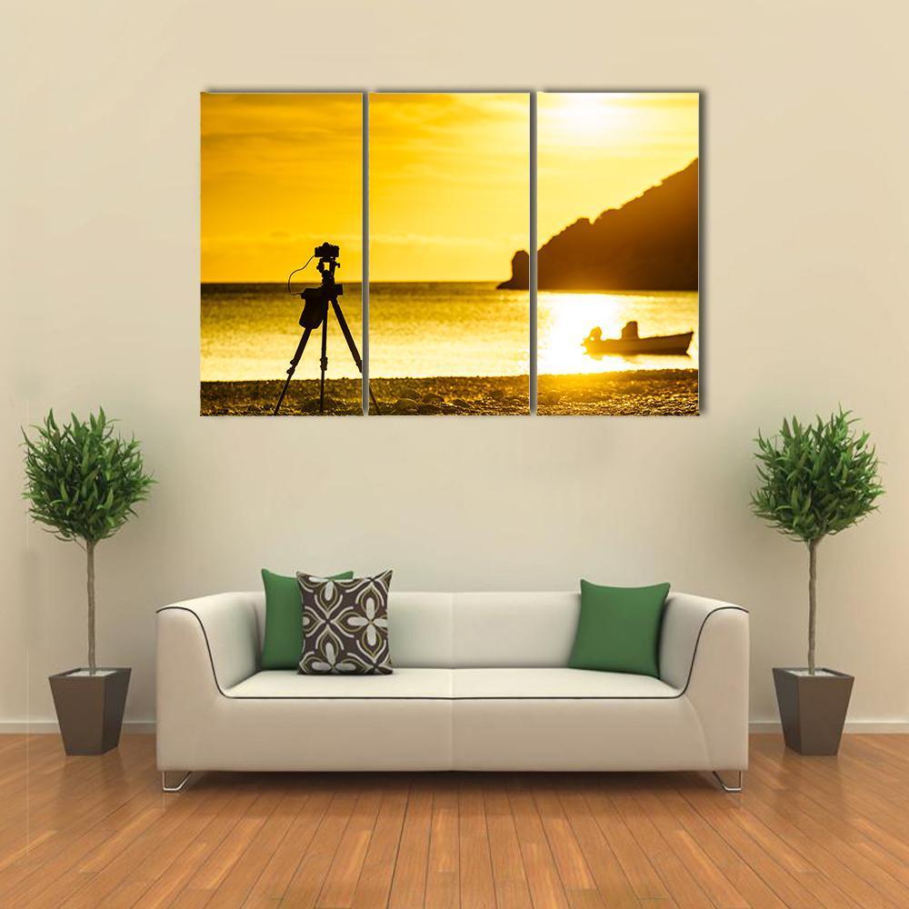Professional Camera Taking Picture Canvas Wall Art-5 Star-Gallery Wrap-62" x 32"-Tiaracle
