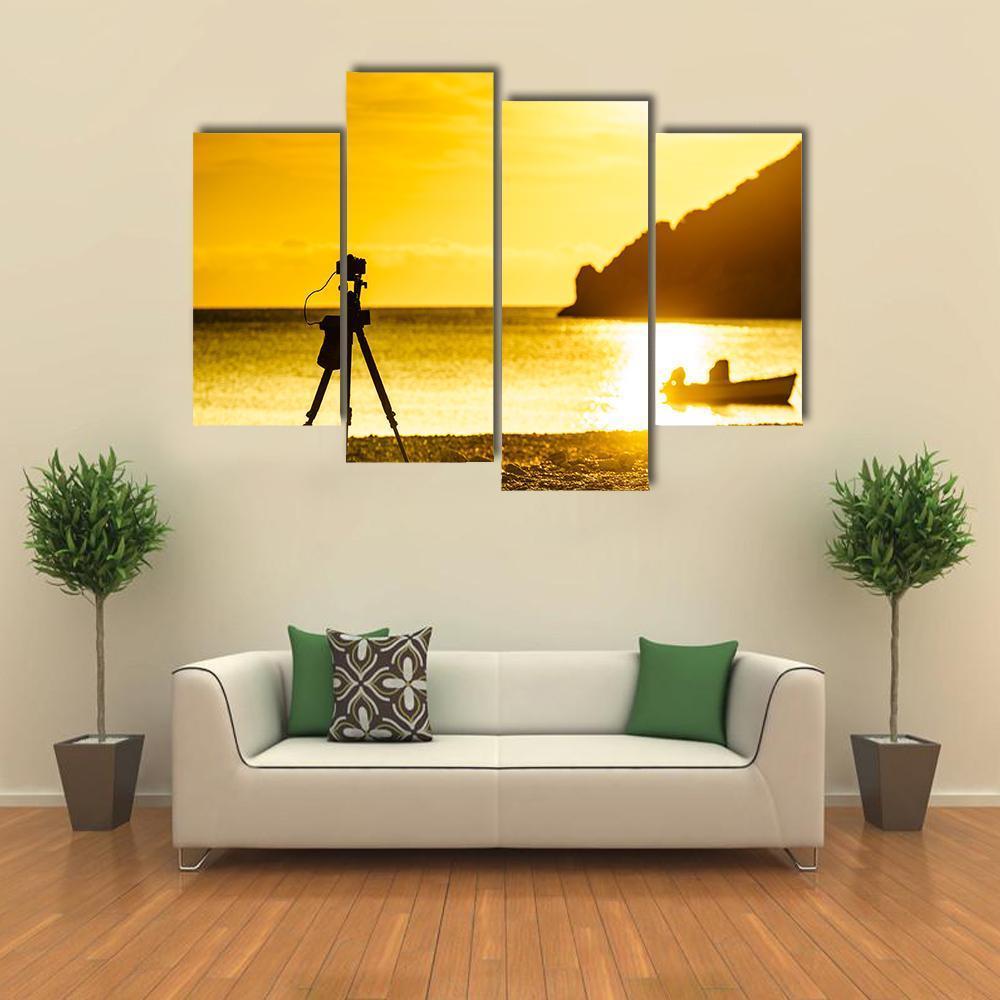 Professional Camera Taking Picture Canvas Wall Art-4 Pop-Gallery Wrap-50" x 32"-Tiaracle