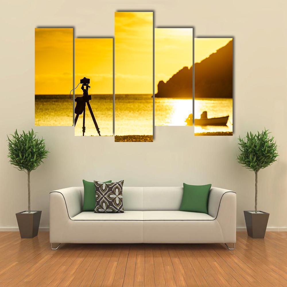 Professional Camera Taking Picture Canvas Wall Art-5 Pop-Gallery Wrap-47" x 32"-Tiaracle