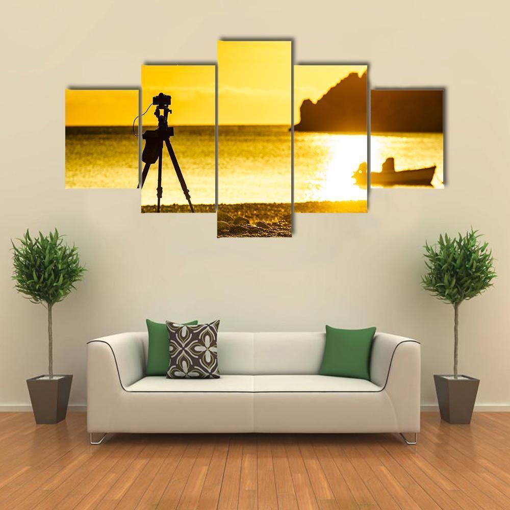 Professional Camera Taking Picture Canvas Wall Art-5 Star-Gallery Wrap-62" x 32"-Tiaracle