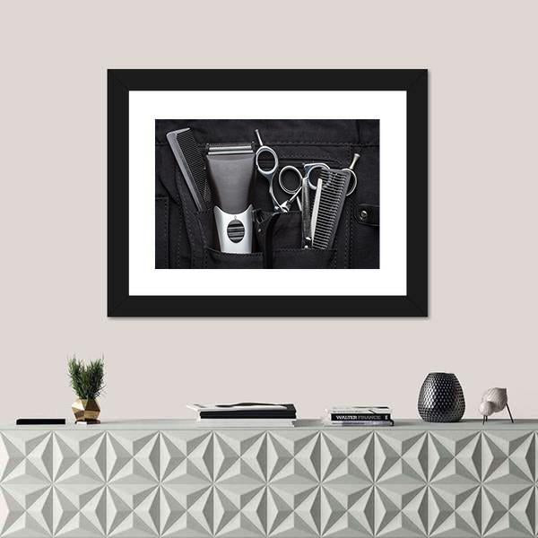 Professional Tools Of Hairdresser Canvas Wall Art-1 Piece-Framed Print-20" x 16"-Tiaracle