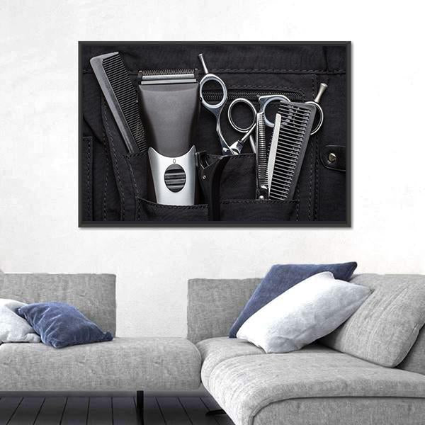 Professional Tools Of Hairdresser Canvas Wall Art-3 Horizontal-Gallery Wrap-25" x 16"-Tiaracle