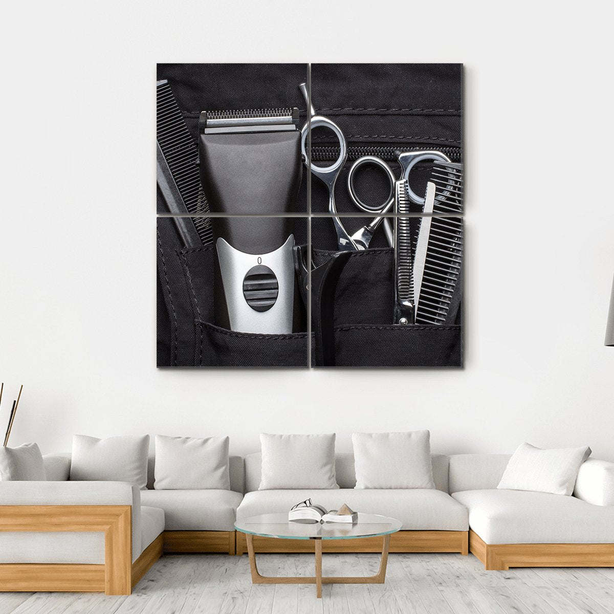 Professional Tools Of Hairdresser Canvas Wall Art-4 Square-Gallery Wrap-17" x 17"-Tiaracle