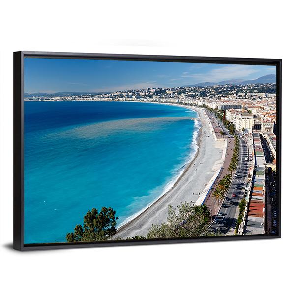 Promenade Des Anglais And Beach In Nice Canvas Wall Art-3 Horizontal-Gallery Wrap-25" x 16"-Tiaracle