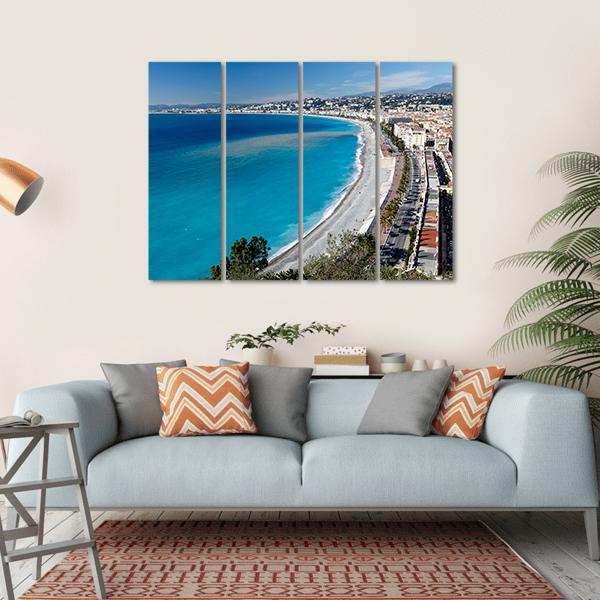 Promenade Des Anglais And Beach In Nice Canvas Wall Art-4 Horizontal-Gallery Wrap-34" x 24"-Tiaracle
